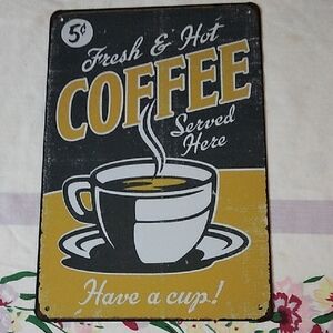Vintage Coffee Sign - Black and Yellow